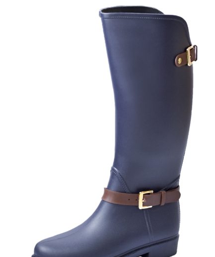 Botas Lluvia Eternity Twin Buckle Azul / Cafe
