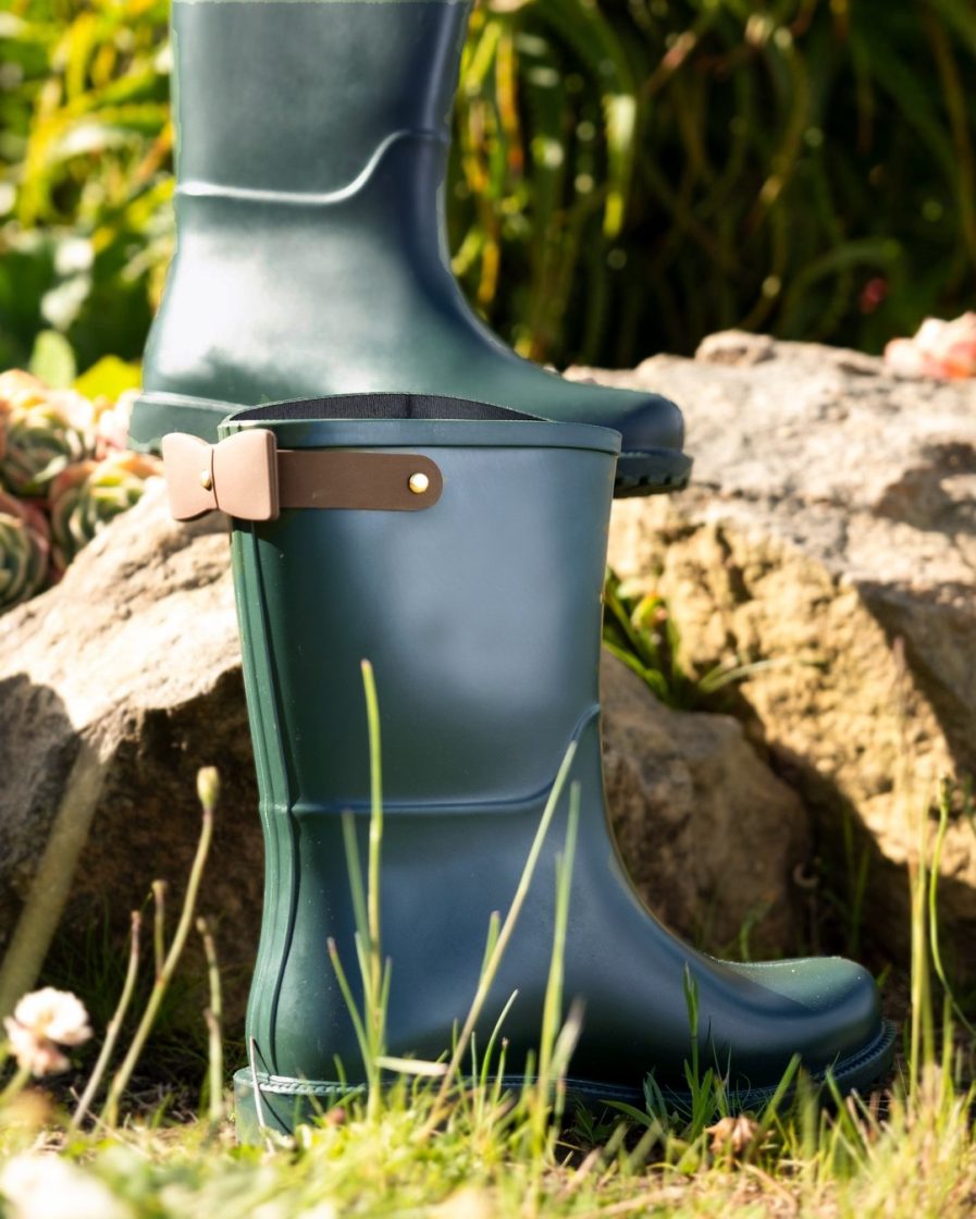 Botas Lluvia Mediana Mini Bowtie Verde/Cafe - Imagen 5