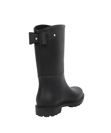 Botas Lluvia Mediana Mini Bowtie Negro Matte