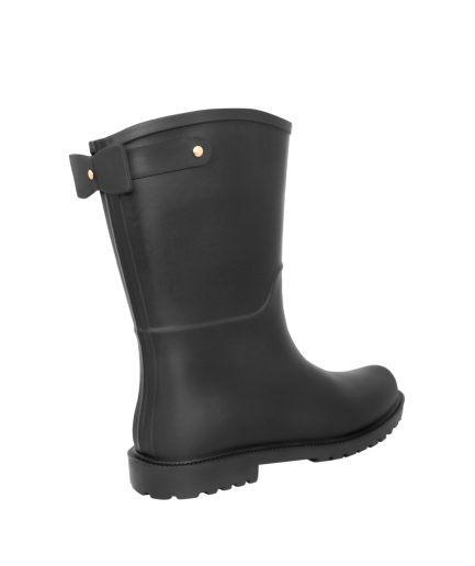 Botas Lluvia Mediana Mini Bowtie Negro Matte