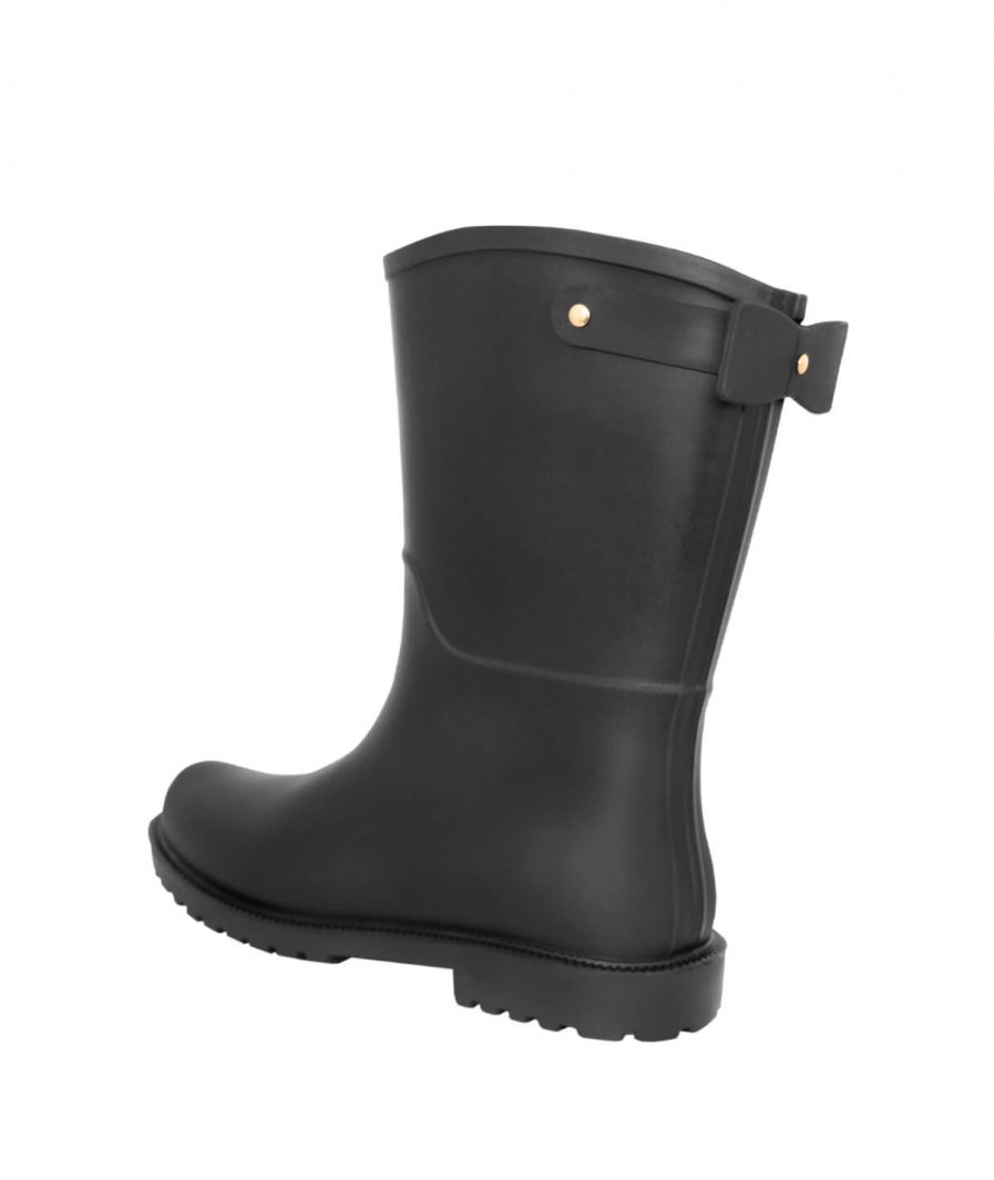 Botas Lluvia Mediana Mini Bowtie Negro Matte