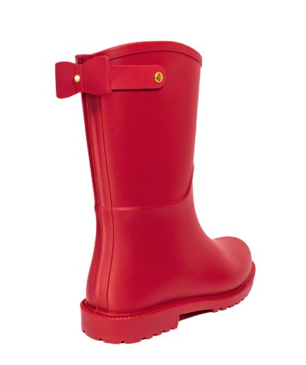 Botas Lluvia Mediana Mini Bowtie Rojo Matte