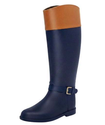 Botas Lluvia Luxury Eternity Buckle Azul / Camel